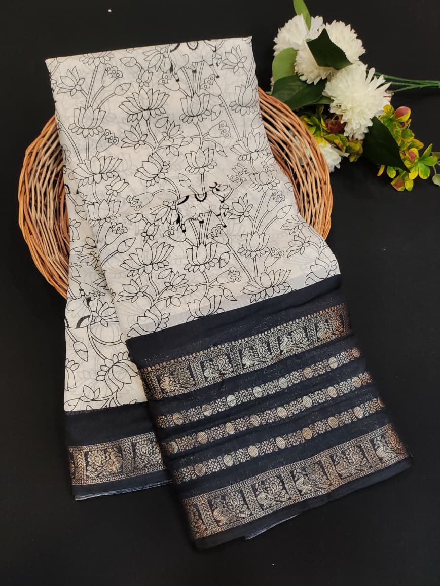 Malmal Cotton (Kalamkari Design) MKC07 - Sri Sakthi Pugazh Tex - Cotton saree