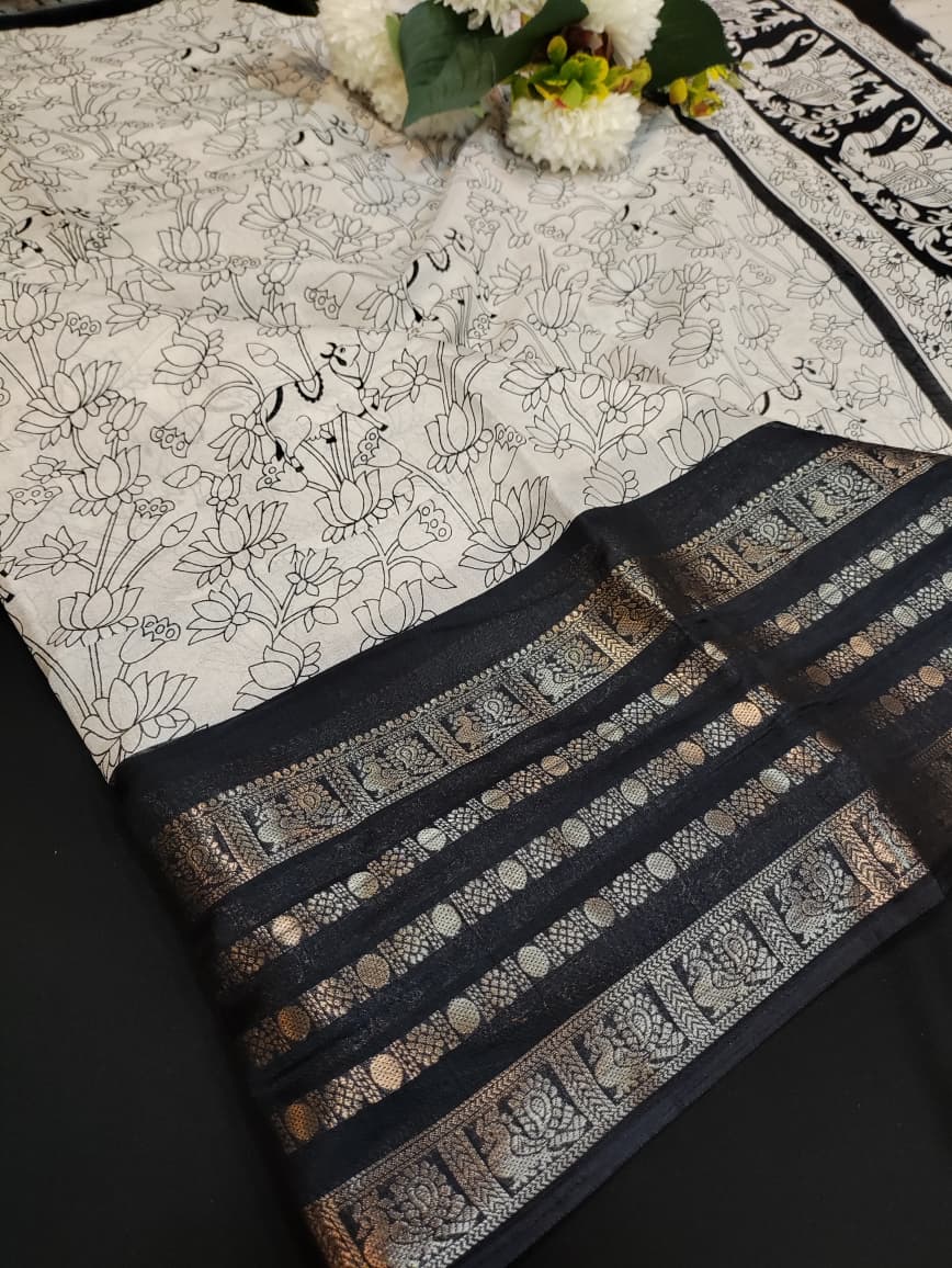 Malmal Cotton (Kalamkari Design) MKC07 - Sri Sakthi Pugazh Tex - Cotton saree