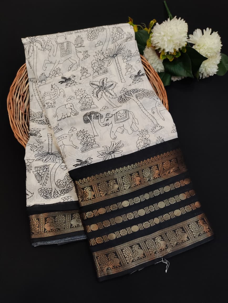 Malmal Cotton (Kalamkari Design) MKC08 - Sri Sakthi Pugazh Tex - Cotton saree