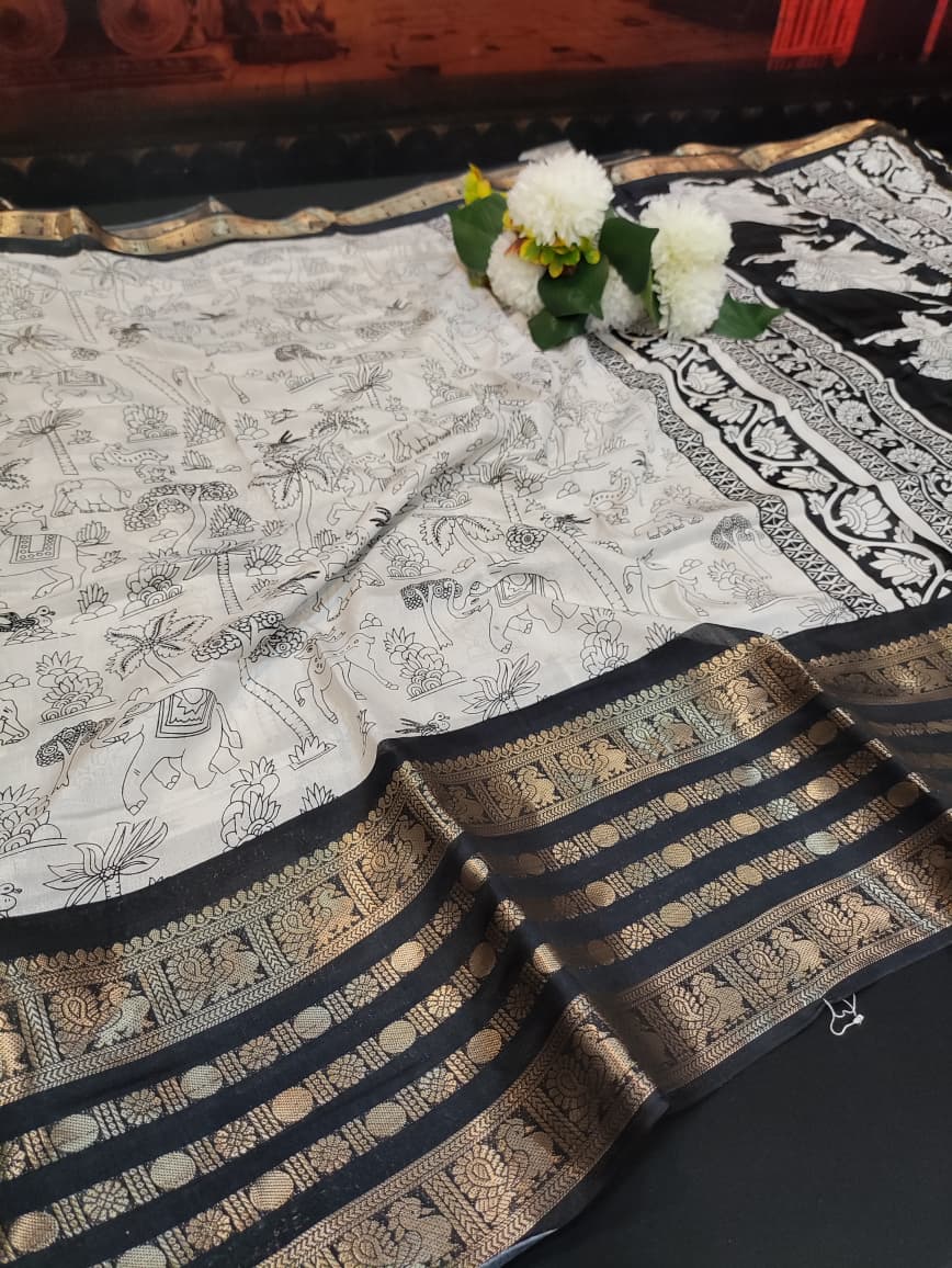 Malmal Cotton (Kalamkari Design) MKC08 - Sri Sakthi Pugazh Tex - Cotton saree