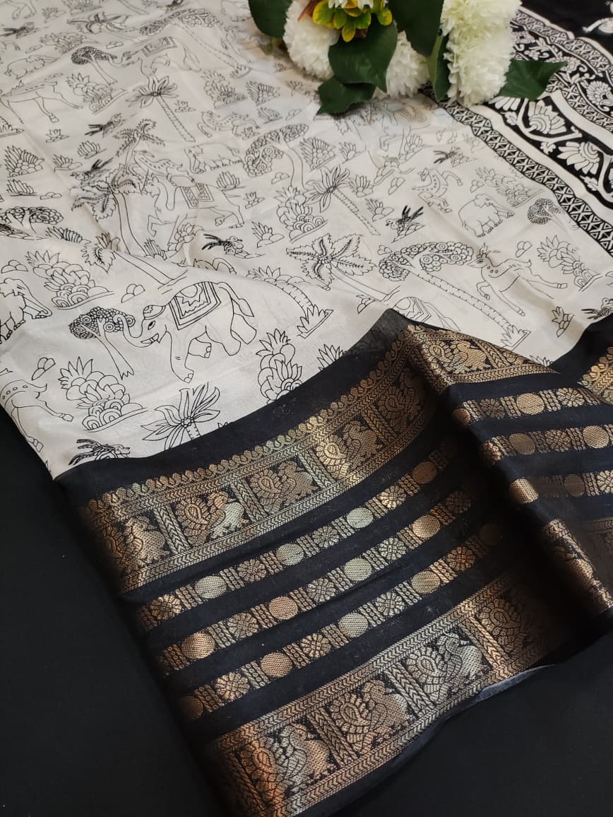 Malmal Cotton (Kalamkari Design) MKC08 - Sri Sakthi Pugazh Tex - Cotton saree