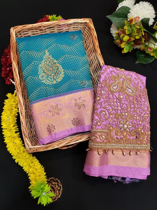 Meenakshi Thirukalyanam Silk Saree with Zari and Stone Work for Wedding Wear