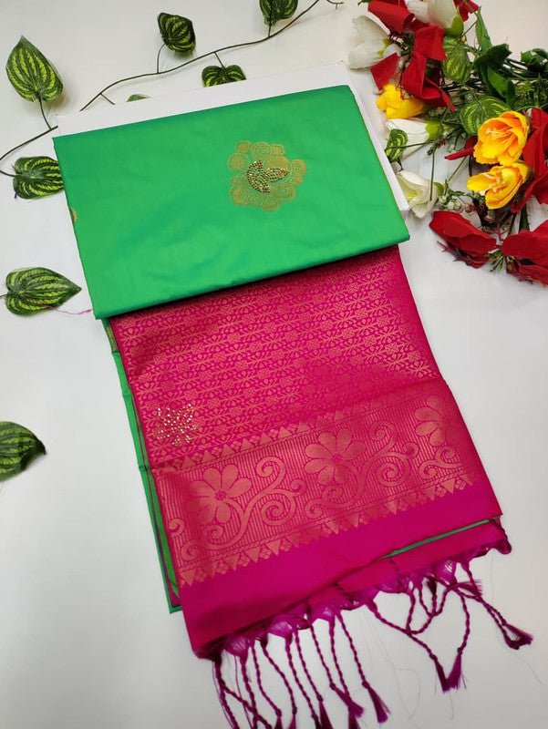 Mehandi Luxury Stone Work Saree MRS10 - Sri Sakthi Pugazh Tex - Soft Silk