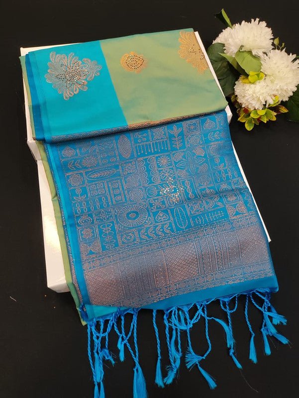 Mehandi Luxury Semi Silk Saree for Party Wear