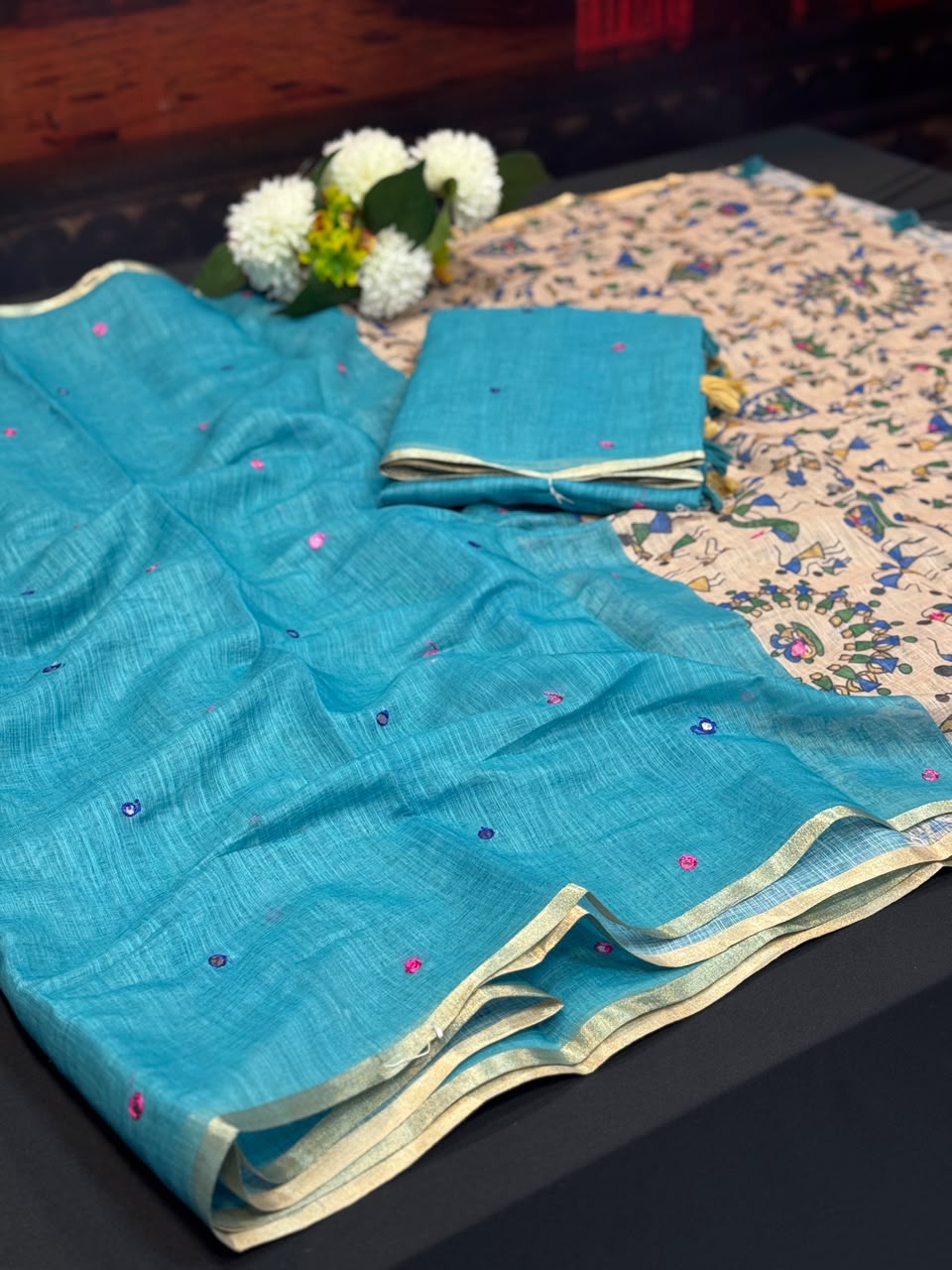 Mina Linen | Printed Saree | MLP06 - Sri Sakthi Pugazh Tex - Linen