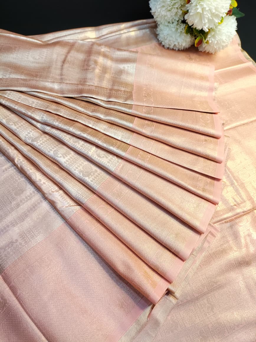Premium Nangai Satin Silk saree for Onam festival and wedding wear