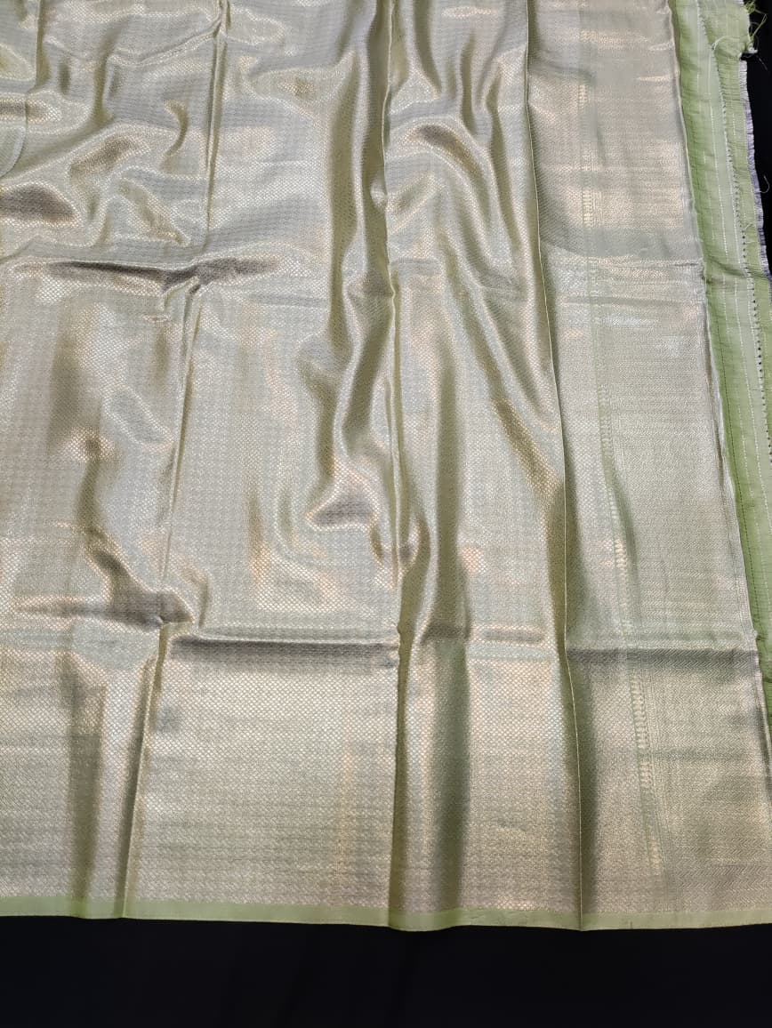 Women's Nangai Satin Silk Zari saree with contrast blouse for festive occasions