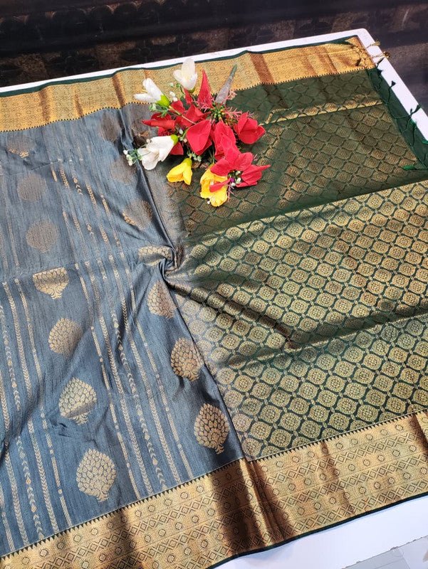 Offer Slub Silk Saree with elegant Zari work for wedding wear