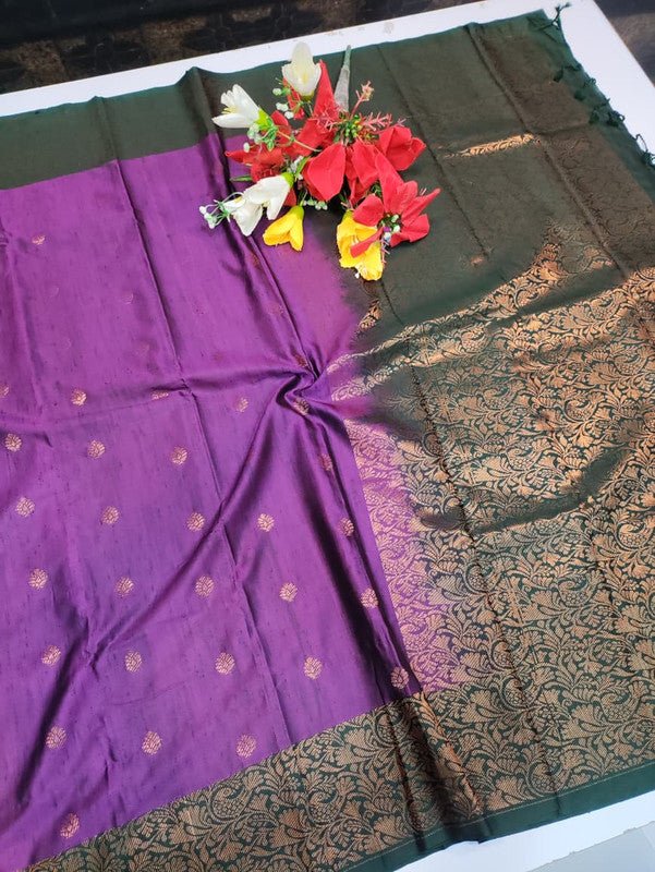 Offer Slub Silk Saree with elegant Zari work for wedding wear