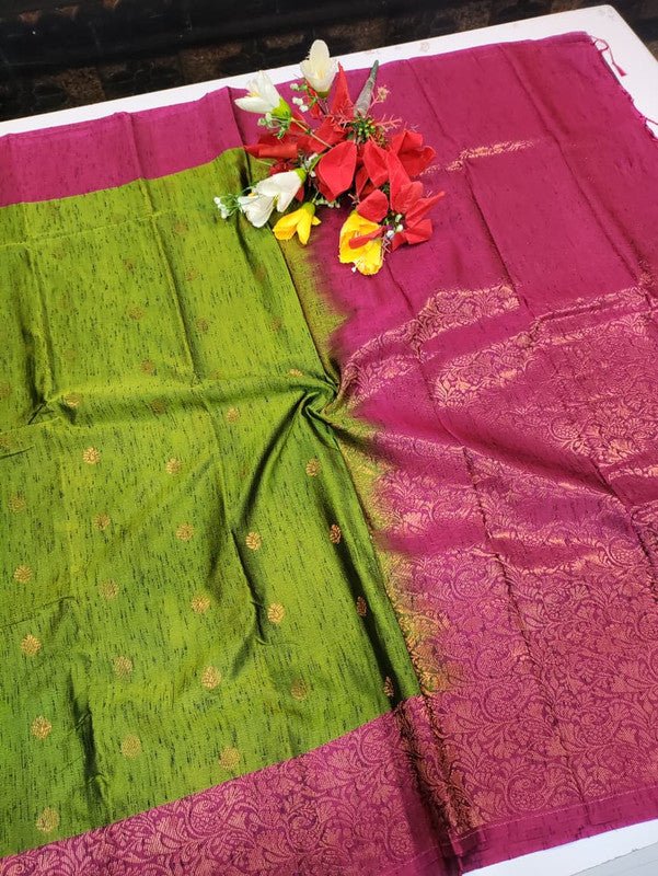Offer Slub Silk Saree with elegant Zari work for wedding wear