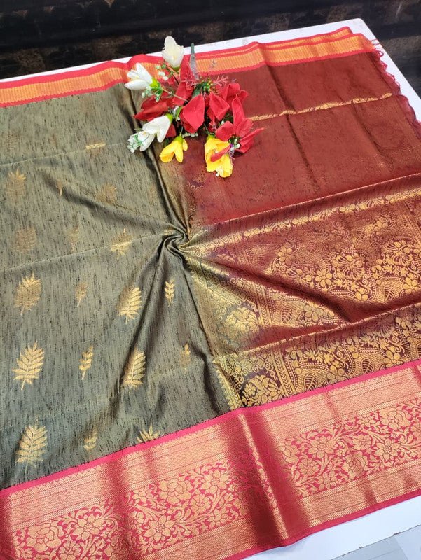 Offer Slub Silk Saree with elegant Zari work for wedding wear
