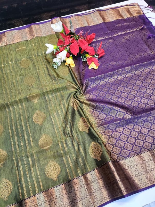 Offer Slub Silk Saree with elegant Zari work for wedding wear