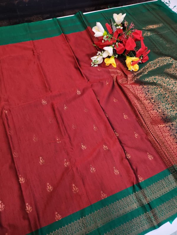 Offer Slub Silk Saree with elegant Zari work for wedding wear