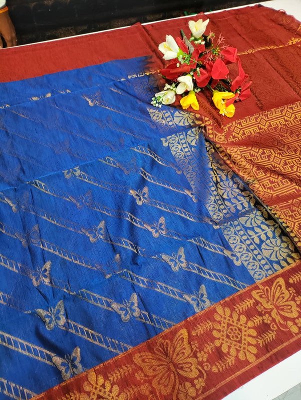 Offer Slub Silk Saree with elegant Zari work for wedding wear