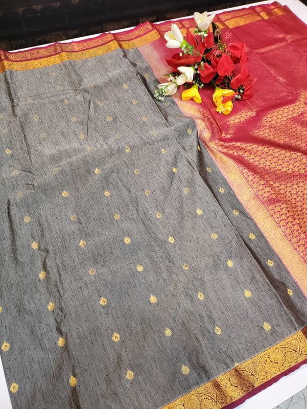 Offer Slub Silk Saree with elegant Zari work for wedding wear
