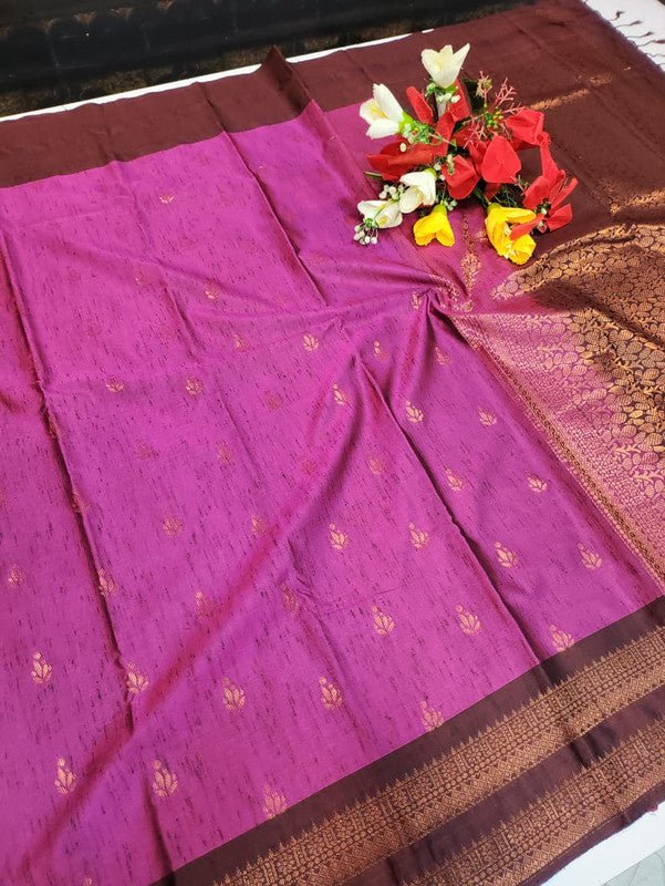Offer Slub Silk Saree with elegant Zari work for wedding wear