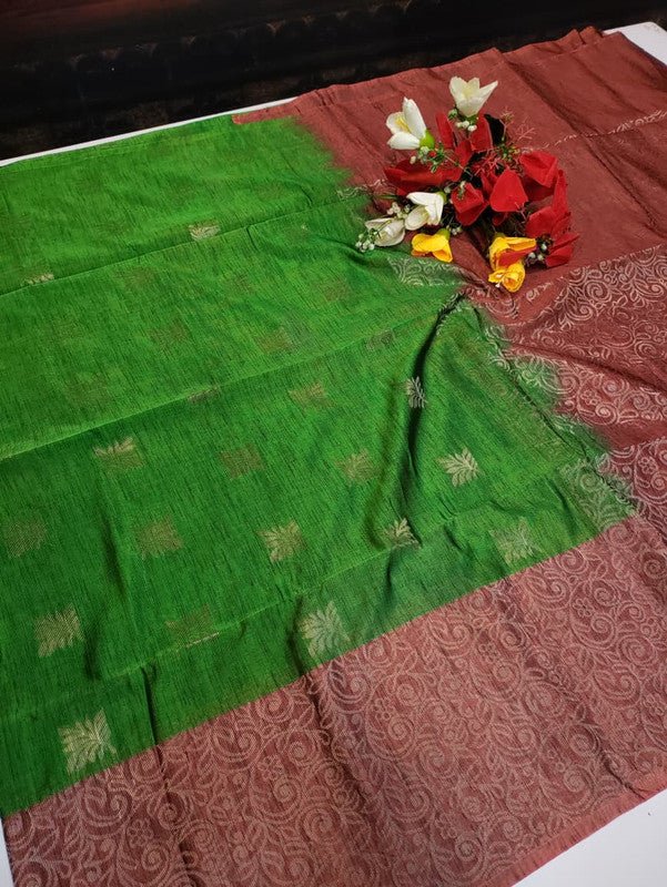 Offer Slub Silk Saree with elegant Zari work for wedding wear