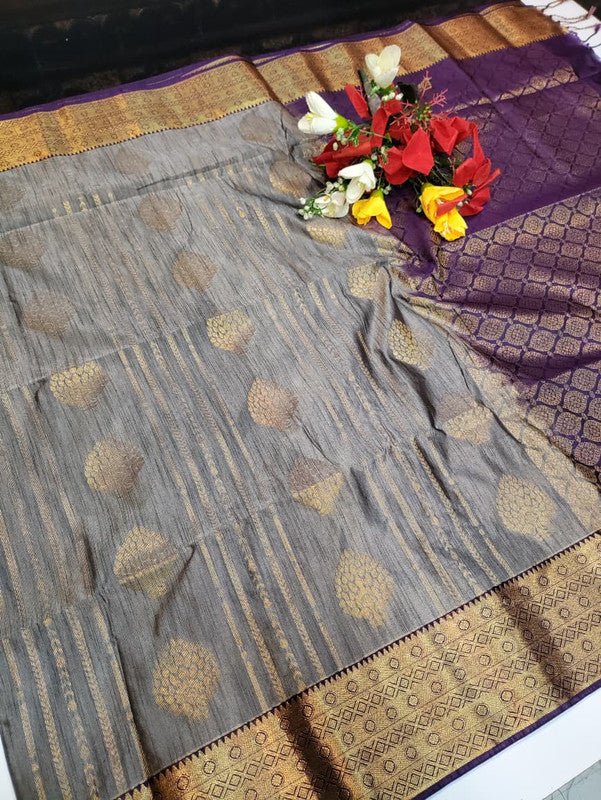 Offer Slub Silk Saree with elegant Zari work for wedding wear