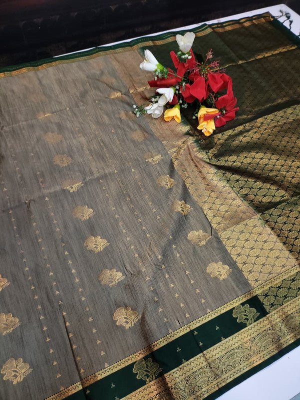 Offer Slub Silk Saree with elegant Zari work for wedding wear