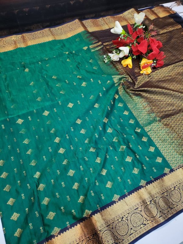 Offer Slub Silk Saree with elegant Zari work for wedding wear