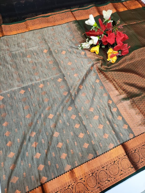 Offer Slub Silk Saree with elegant Zari work for wedding wear