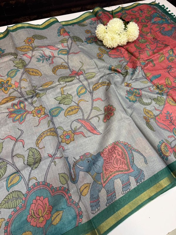 Paper Fancy Saree in Fancy Fabric with Zari Print for Party Wear