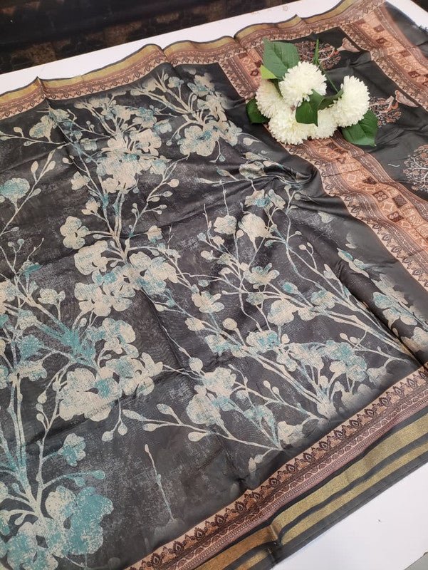 Paper Fancy Saree in Fancy Fabric with Zari Print for Party Wear