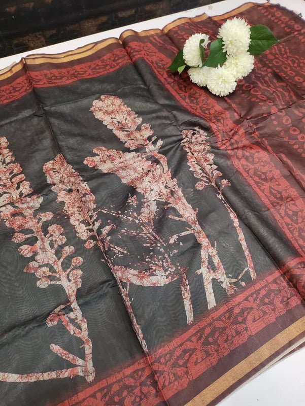 Paper Fancy Saree in Fancy Fabric with Zari Print for Party Wear