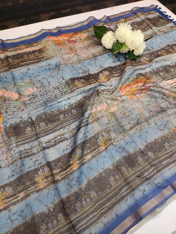Paper Fancy Saree in Fancy Fabric with Zari Print for Party Wear