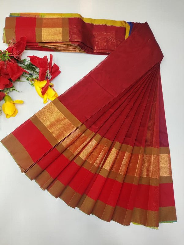 Plain Cotton Saree | Zari Border | PNC14 - Sri Sakthi Pugazh Tex PNC14 - Cotton
