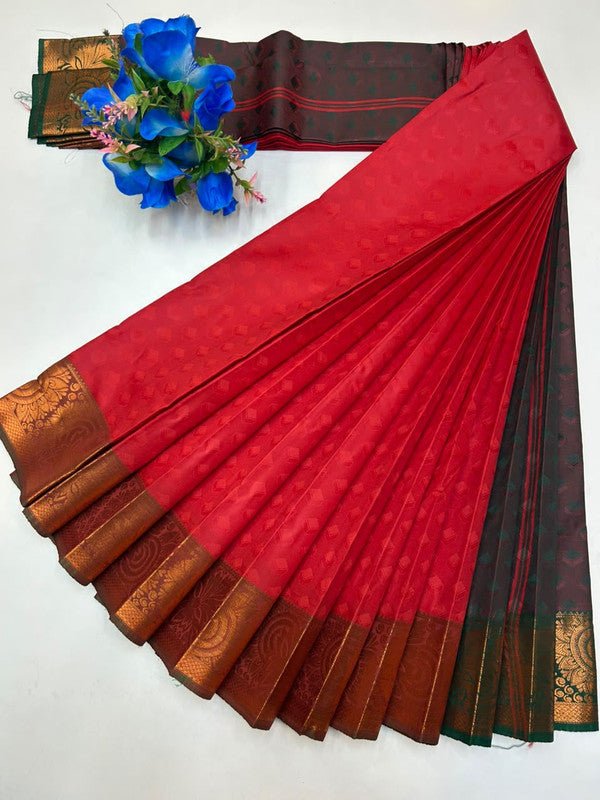 Premium Poontamil Soft Silk Saree with Jacquard Blouse for Festival Wear