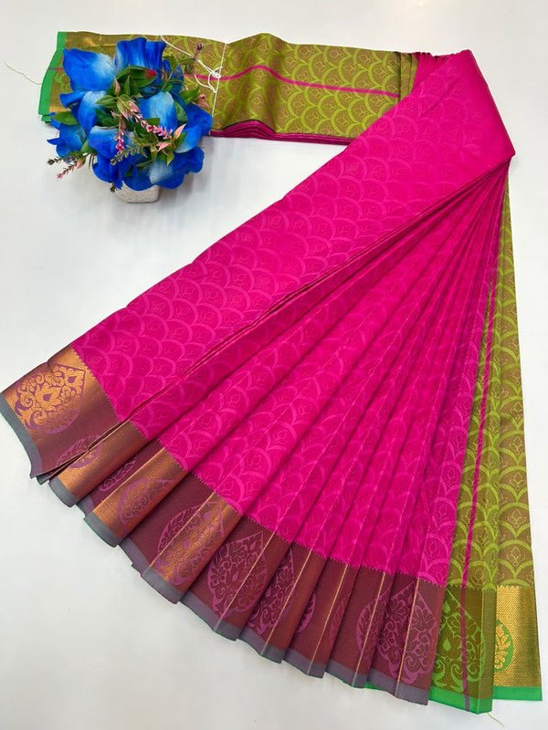 Premium Poontamil Soft Silk Saree with Jacquard Blouse for Festival Wear