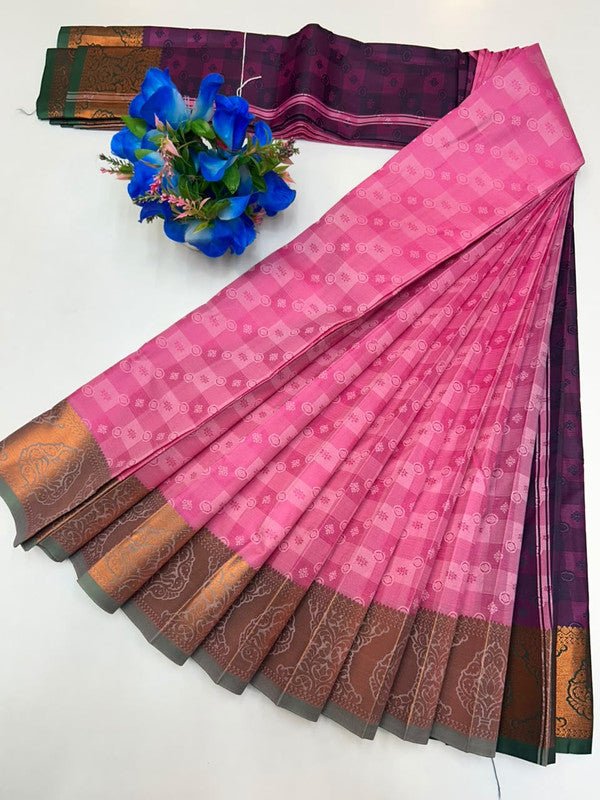Premium Poontamil Soft Silk Saree with Jacquard Blouse for Festival Wear