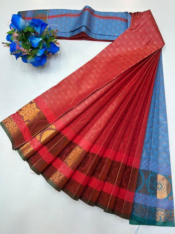 Premium Poontamil Soft Silk Saree with Jacquard Blouse for Festival Wear