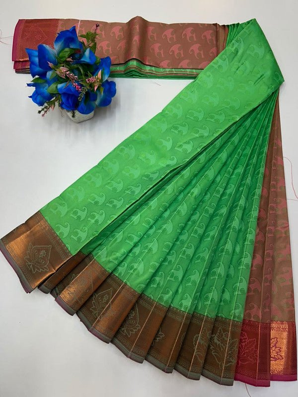 Premium Poontamil Soft Silk Saree with Jacquard Blouse for Festival Wear
