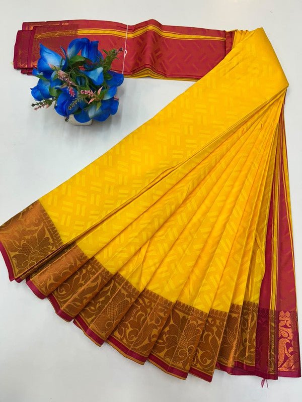 Premium Poontamil Soft Silk Saree with Jacquard Blouse for Festival Wear