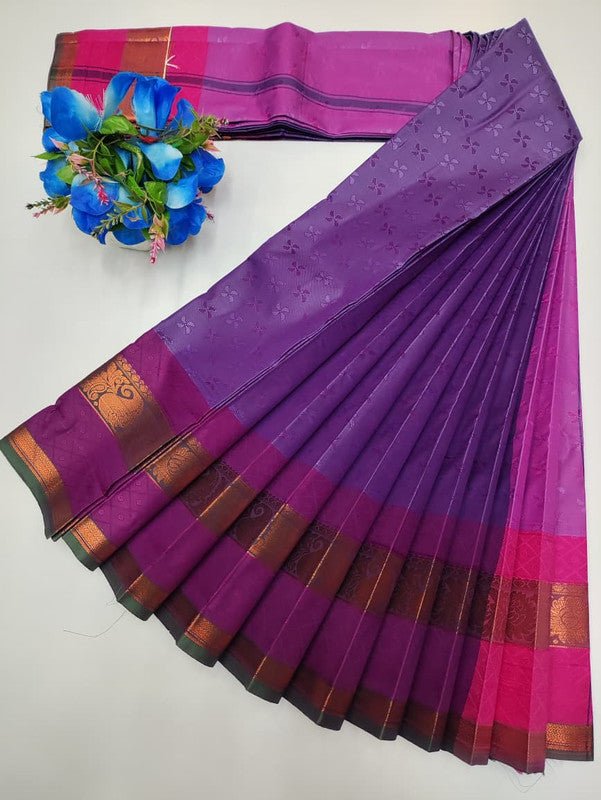 Premium Poontamil Soft Silk Saree with Jacquard Blouse for Festival Wear