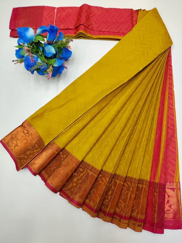 Premium Poontamil Soft Silk Saree with Jacquard Blouse for Festival Wear