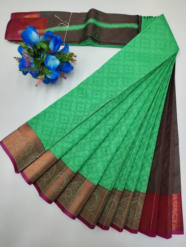 Premium Poontamil Soft Silk Saree with Jacquard Blouse for Festival Wear