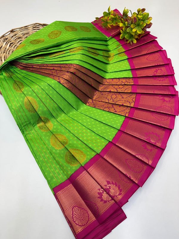 Premium Radhai Soft Silk Saree with elegant Zari work for wedding wear