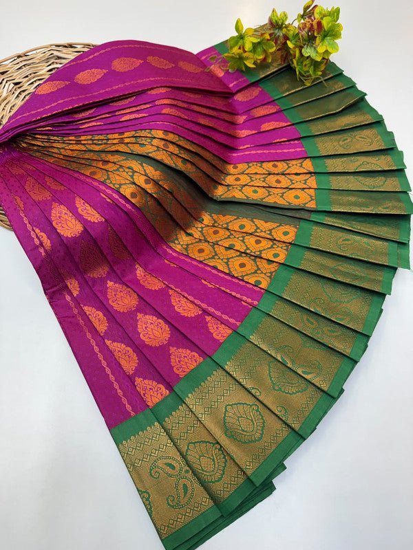 Premium Radhai Soft Silk Saree with elegant Zari work for wedding wear