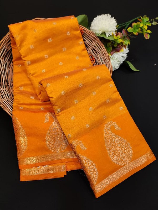 Pure Banarasi Raw Silk Saree with Zari for festival wear