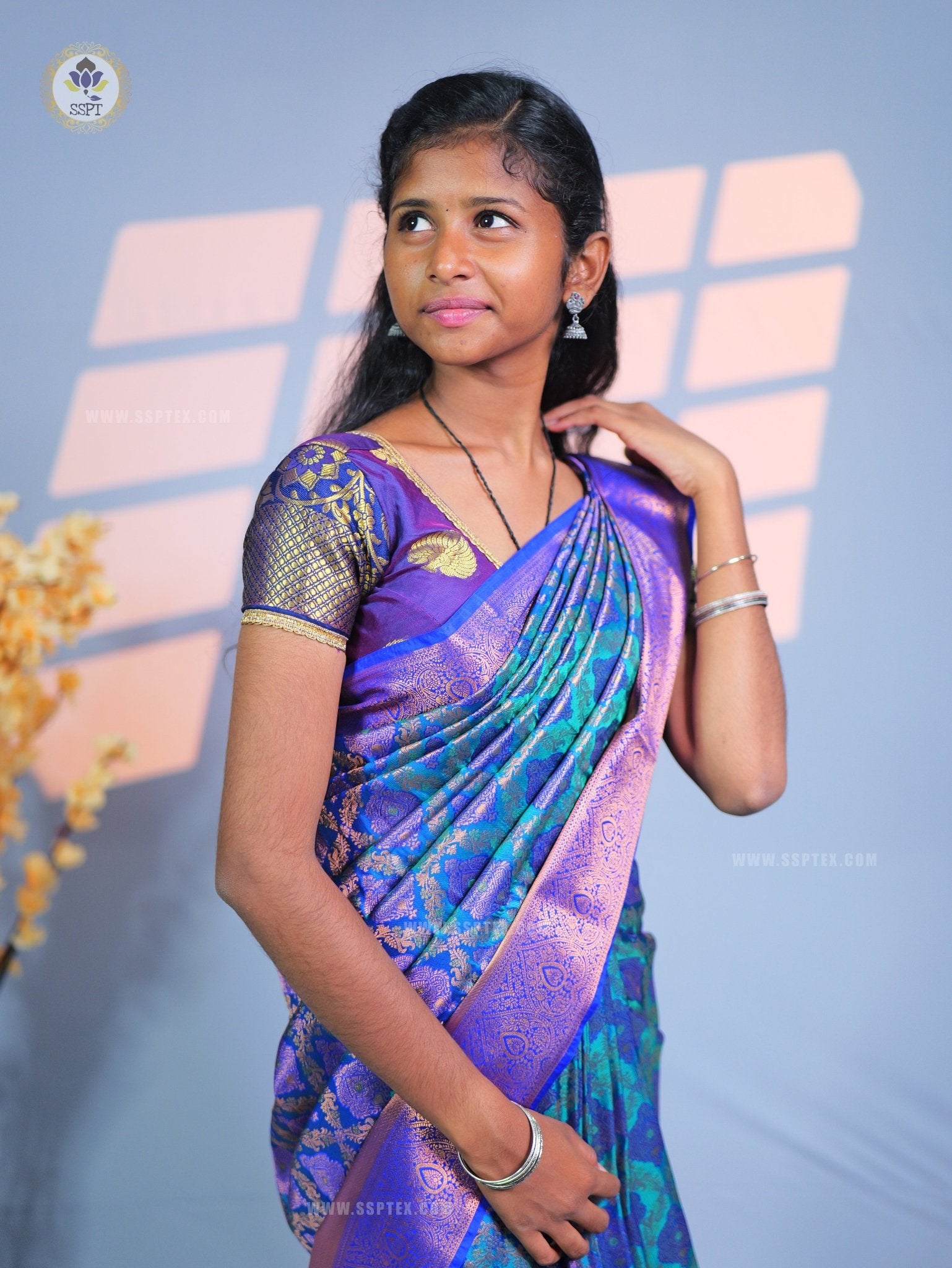 Mayil Blue Rapier Soft Silk Saree with contrast blouse for festive occasions