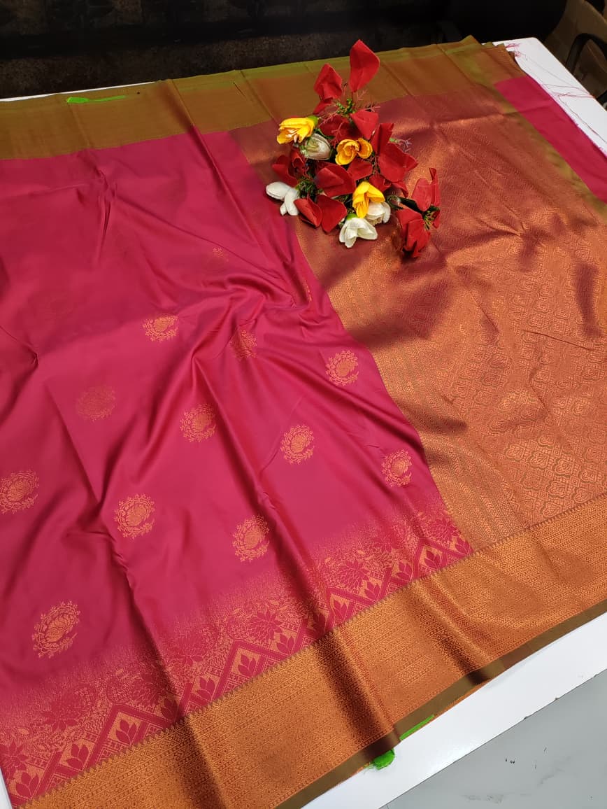 Rudra Soft Silk saree for women featuring elegant soft silk fabric with graceful traditional design suitable for weddings receptions and festive occasions, Full View