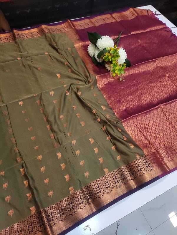 Semi Pure Art Silk Saree with elegant zari work for wedding wear