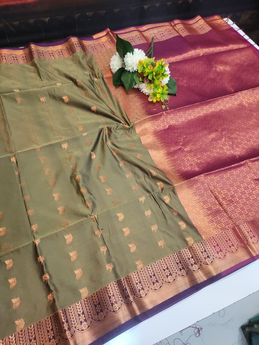 Semi Pure Art Silk Saree with elegant zari work for wedding wear