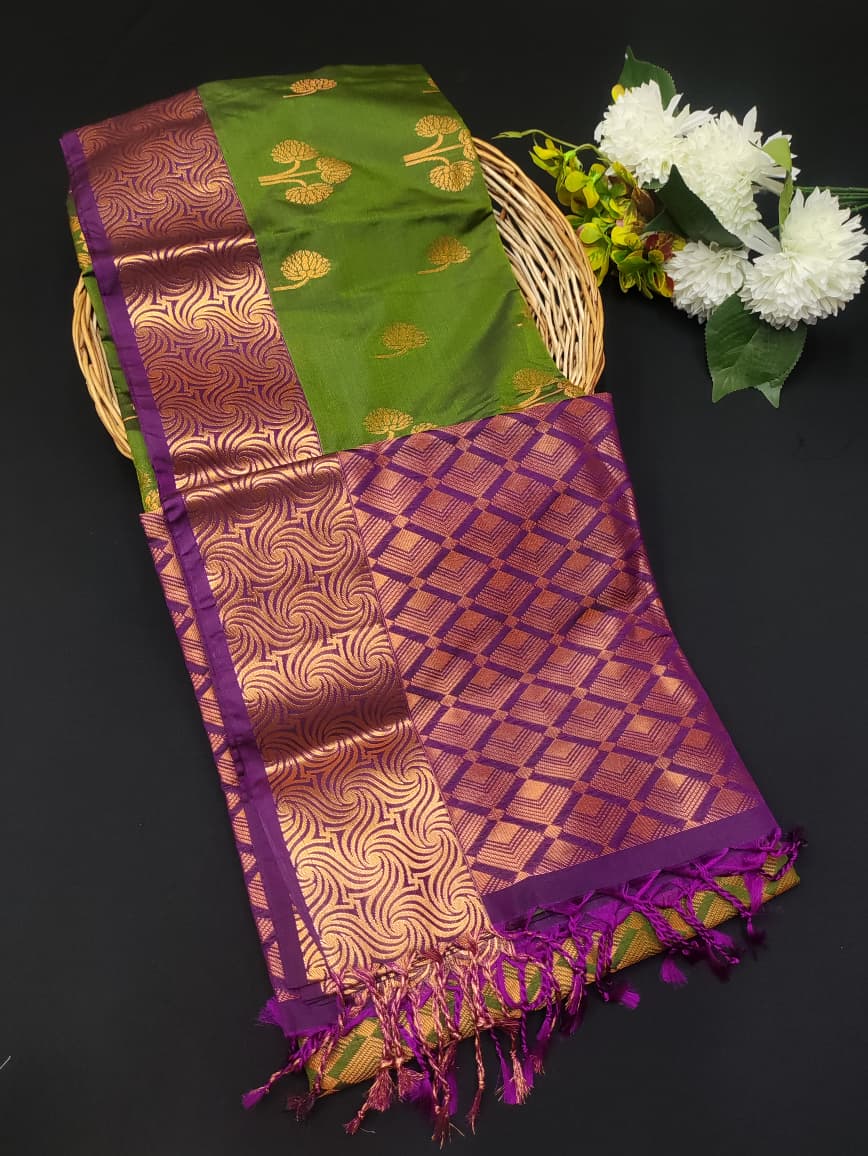 Semi Pure Art Silk Saree with elegant zari work for wedding wear