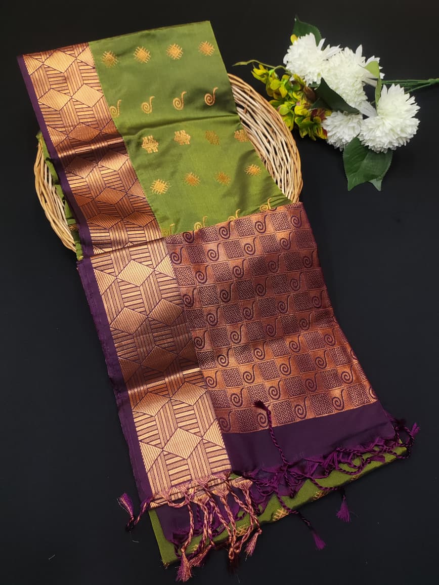 Semi Pure Art Silk Saree with elegant zari work for wedding wear