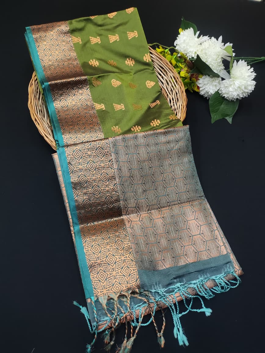 Semi Pure Art Silk Saree with elegant zari work for wedding wear