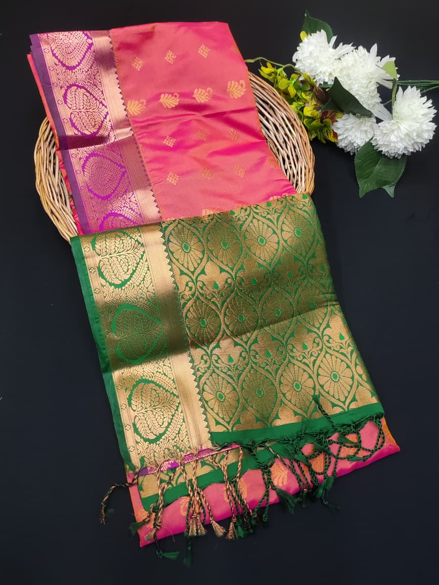 Semi Pure Art Silk Saree with elegant zari work for wedding wear